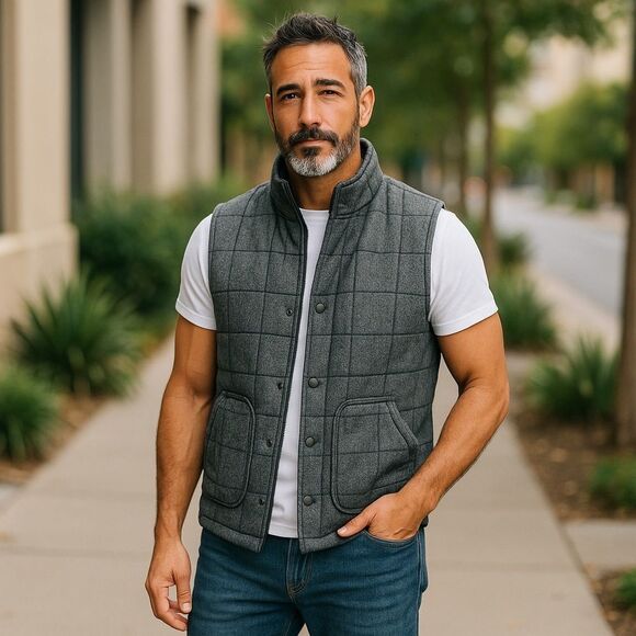 1901 Gray Quilted Insulated Vest - Picture 1 of 8